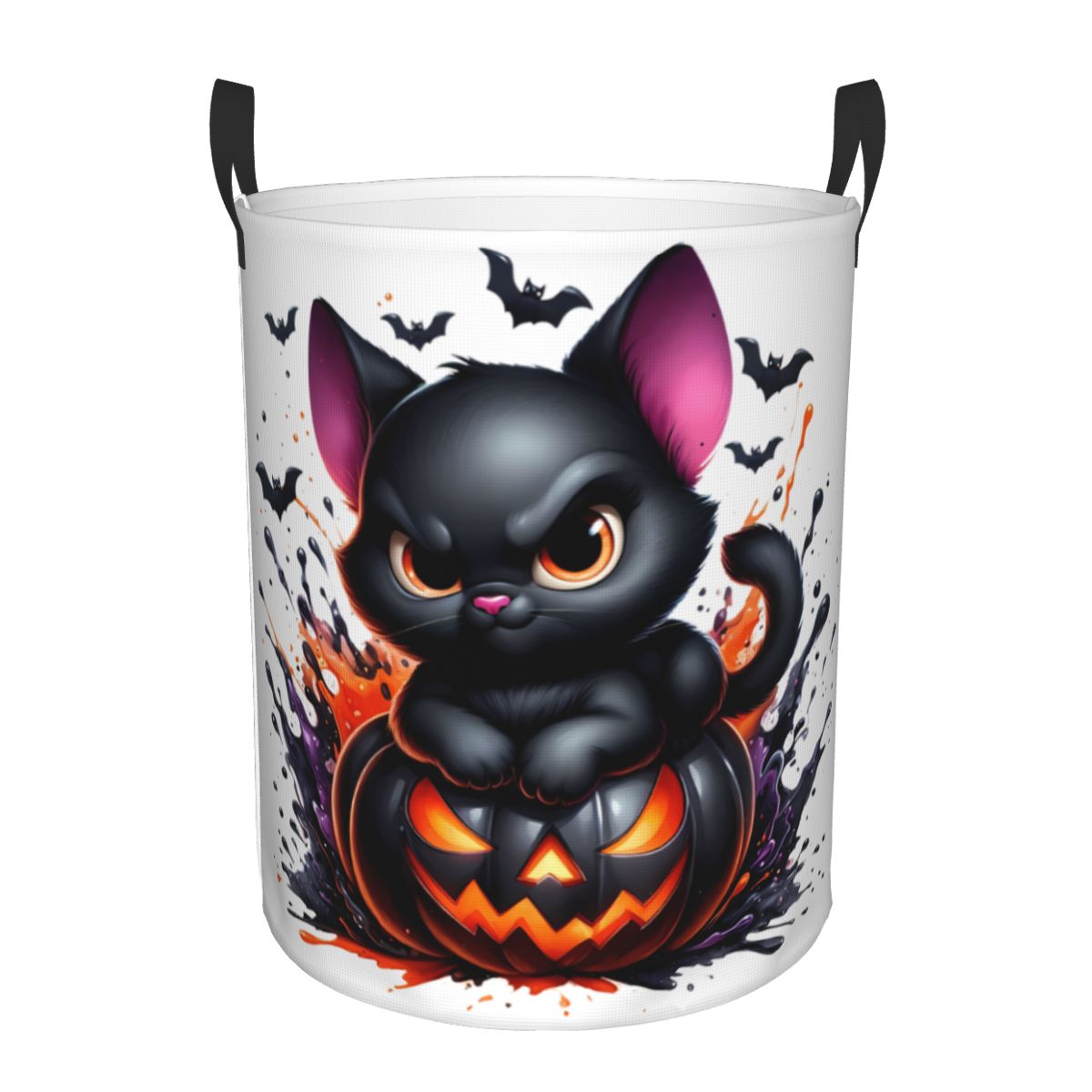 Baby Nursery Laundry Hamper - Keranjang Cucian Lipat Halloween Motif Kucing