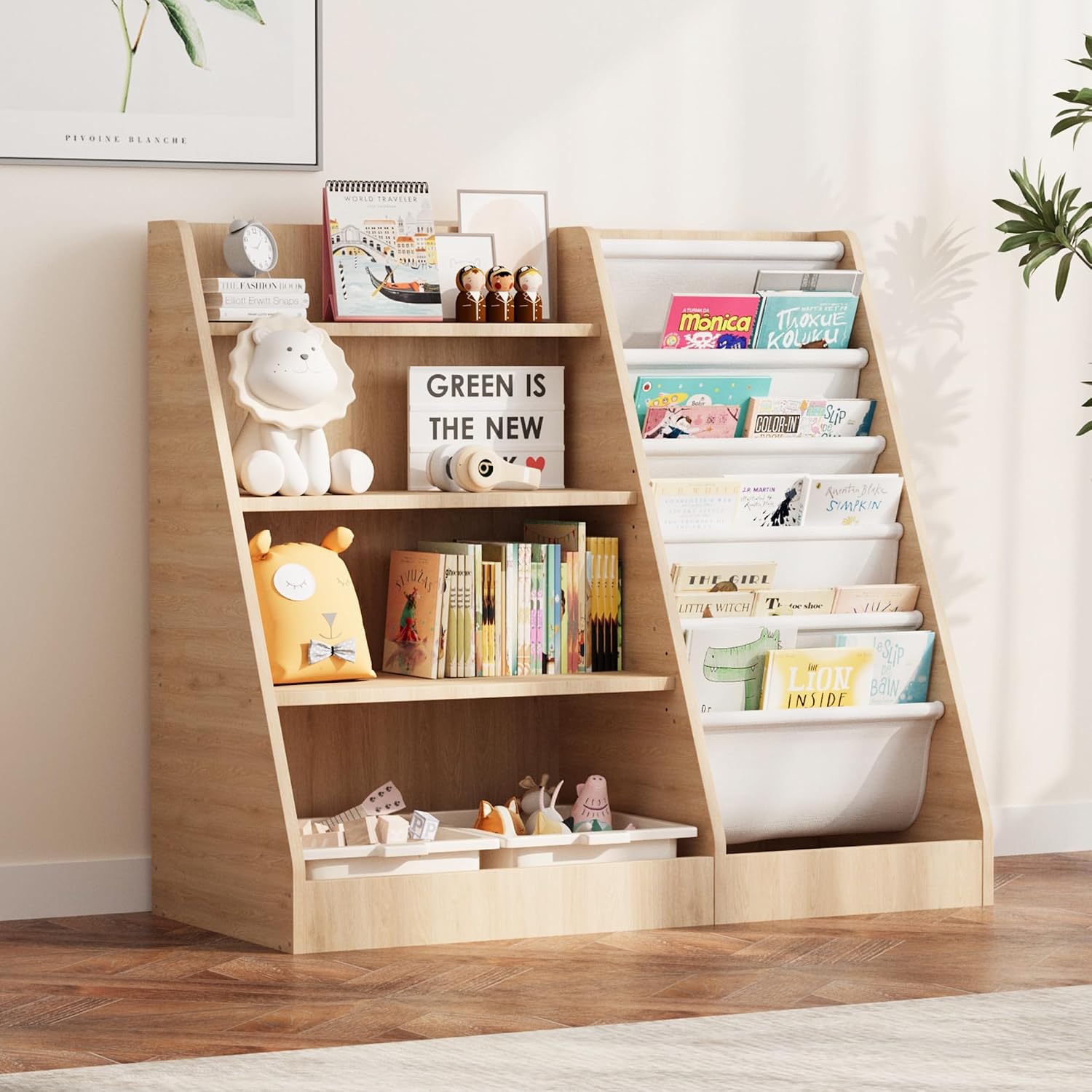 Baby Nursery Bookshelf - Rak Buku Kayu 4 Tingkat untuk