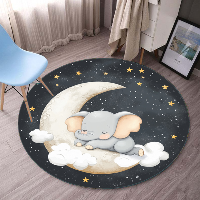 Baby Nursery Elephant Theme - Karpet Bulat Motif Gajah Lucu Bulan