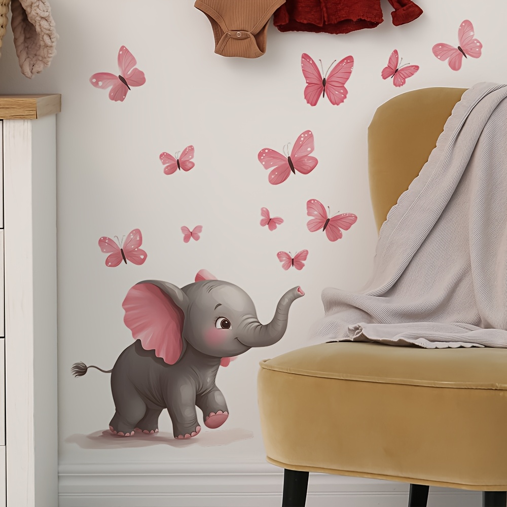 Baby Nursery Elephant Theme - 1 Buah Stiker Dinding Tema Kupu-kupu