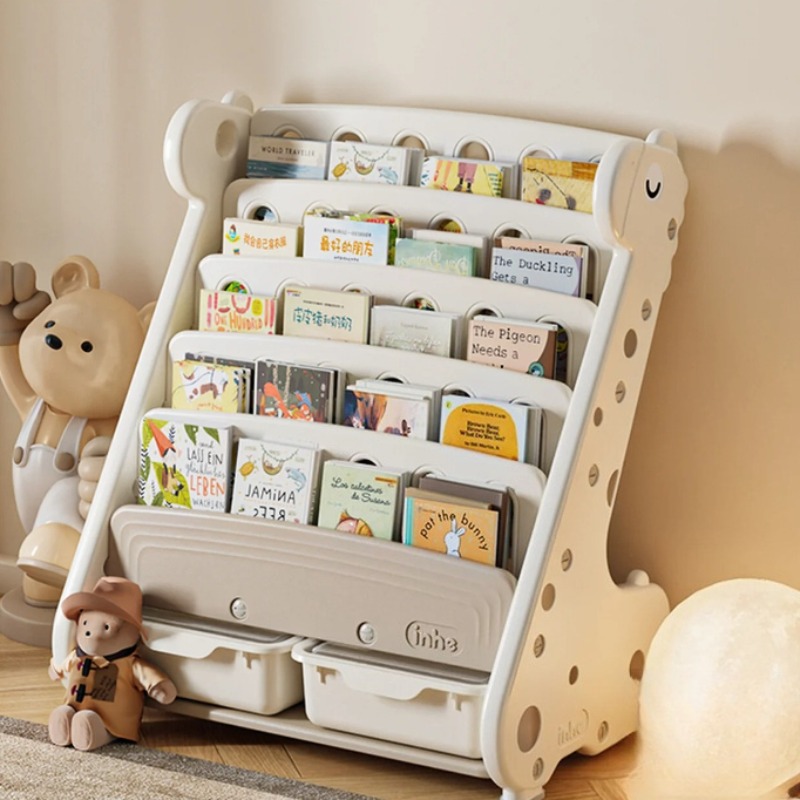 Baby Nursery Bookshelf - Rak Buku Plastik Anak dengan Penyimpanan
