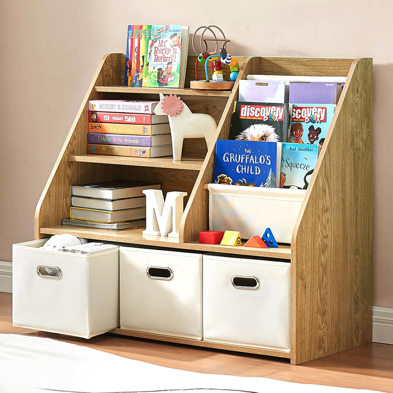 Baby Nursery Bookshelf - Rak Buku & Penyimpanan Mainan Kayu