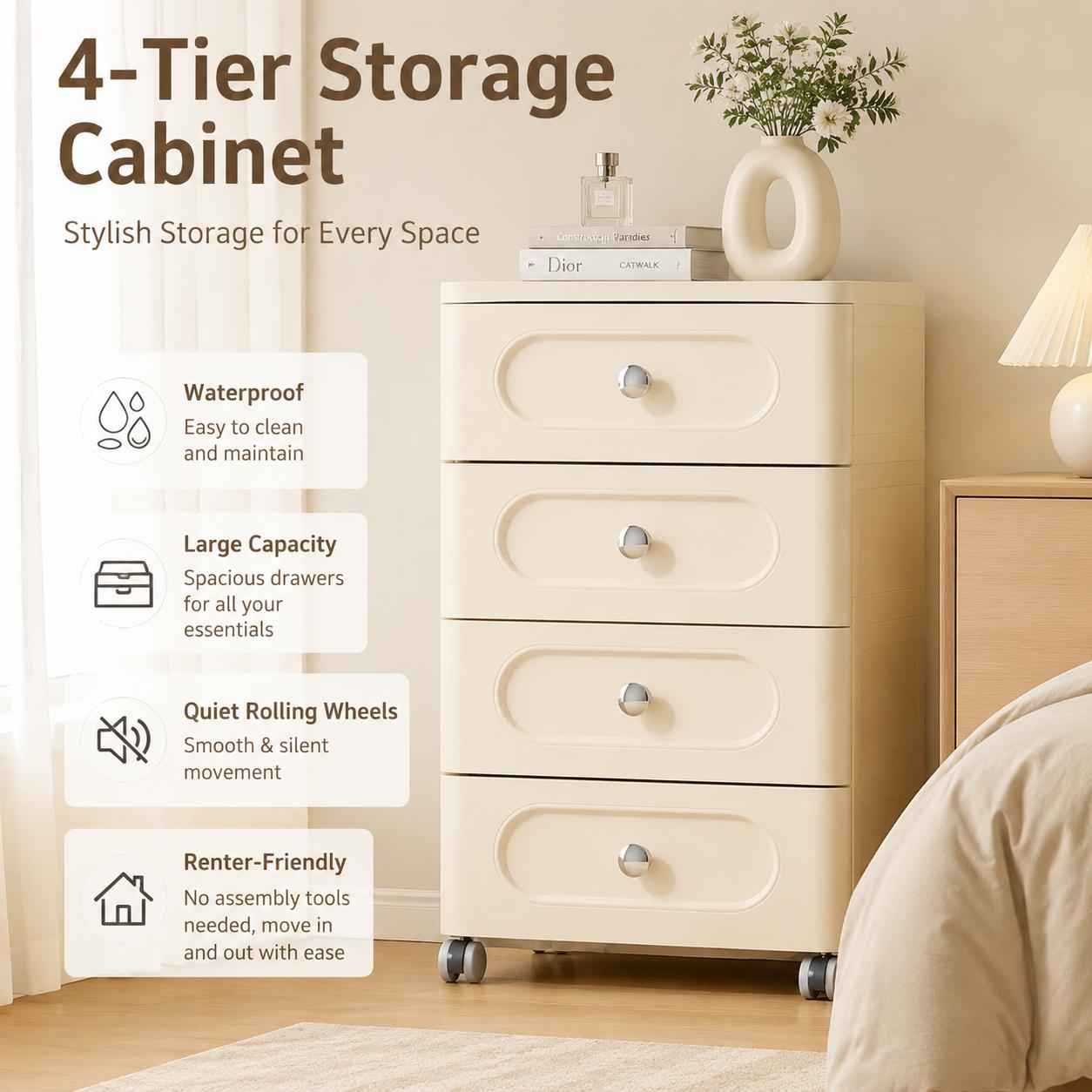 Baby Nursery Drawers - Lemari Penyimpanan Beroda Persegi Panjang 4