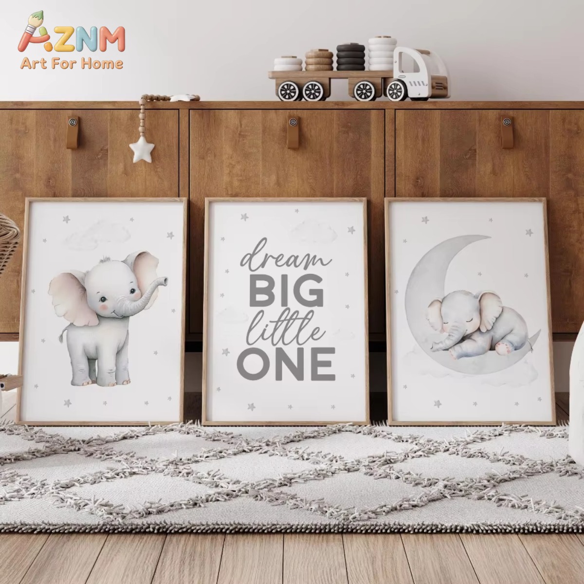 Baby Nursery Elephant Theme - AZNM Set Cetakan Kamar Bayi Motif