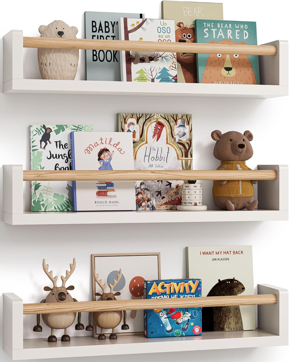 Baby Nursery Bookshelf - Satu set berisi 3 rak buku