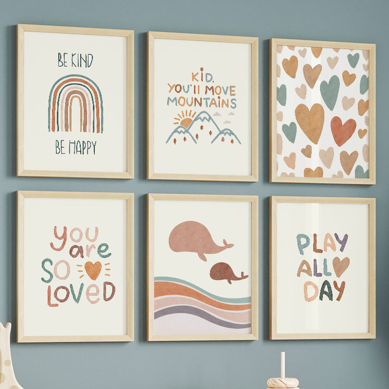 Baby Nursery Quotes - Poster Kartun Paus Laut Pelangi Hati
