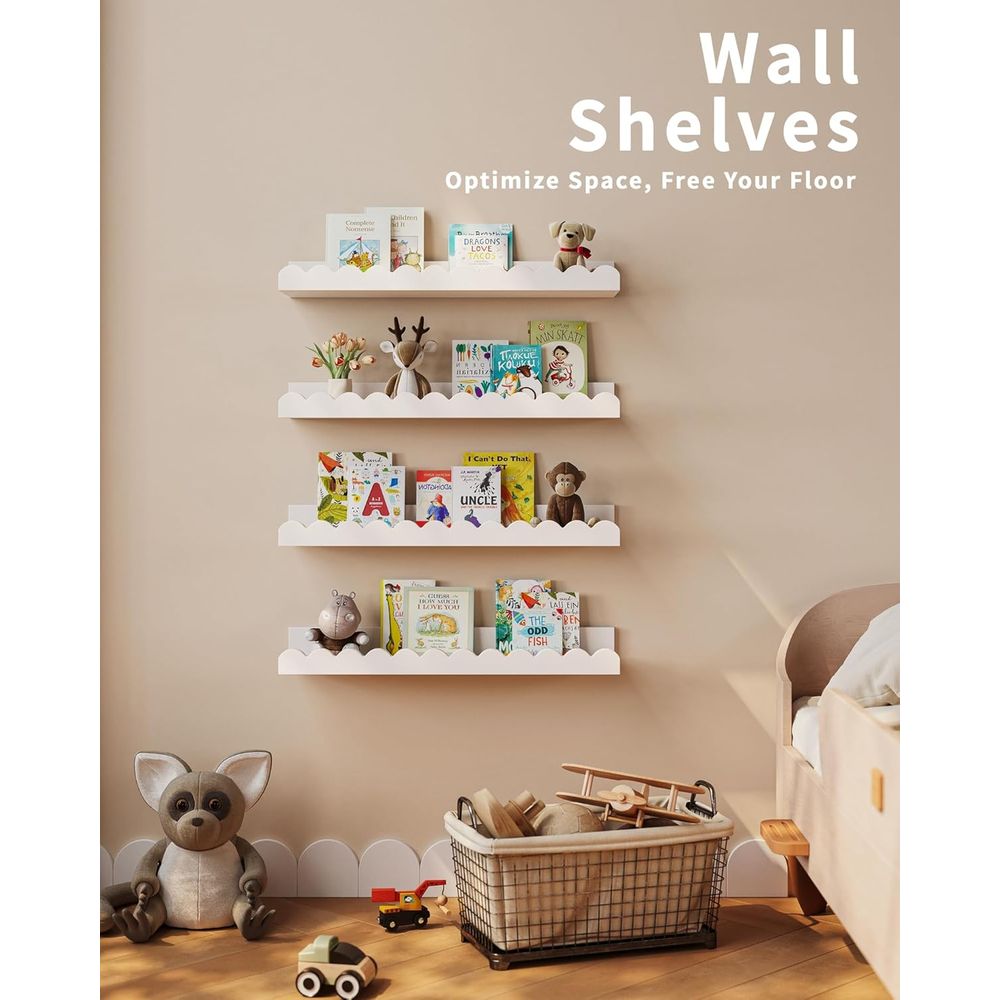 4 Paket Rak Dinding Putih, Rak - Baby Nursery Bookshelf ulasan dan harga