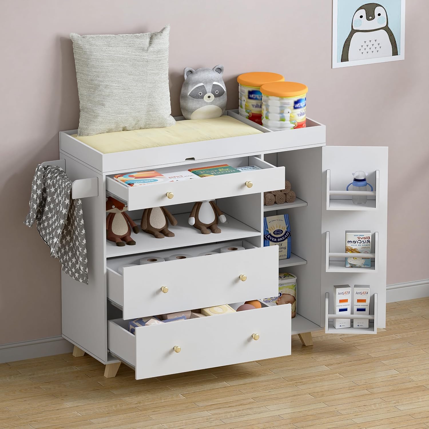 Meja Ganti Popok Bayi, Stasiun - Baby Nursery Drawers ulasan dan harga