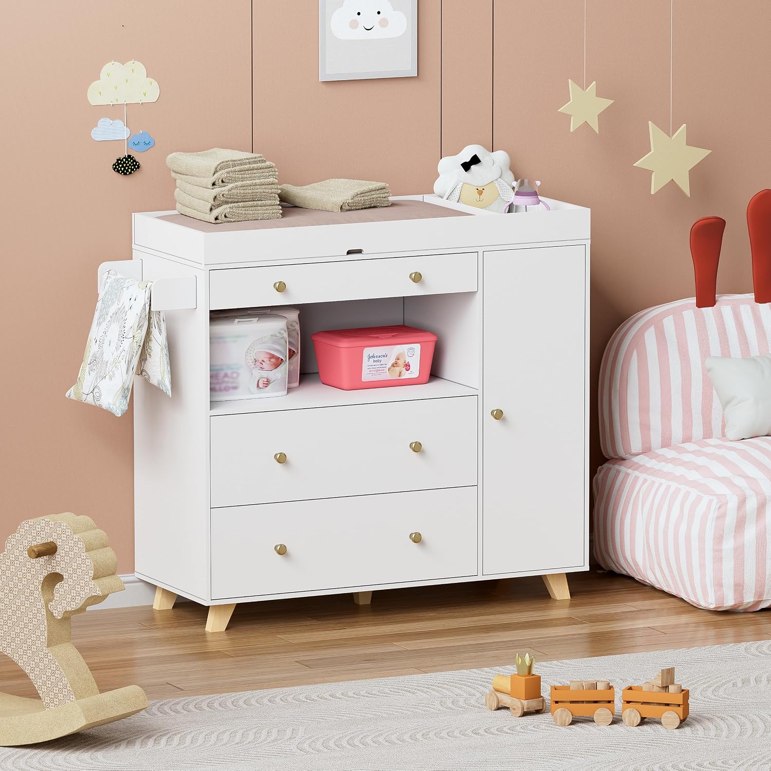 Meja Ganti Popok Bayi, Stasiun - Baby Nursery Drawers ulasan dan harga