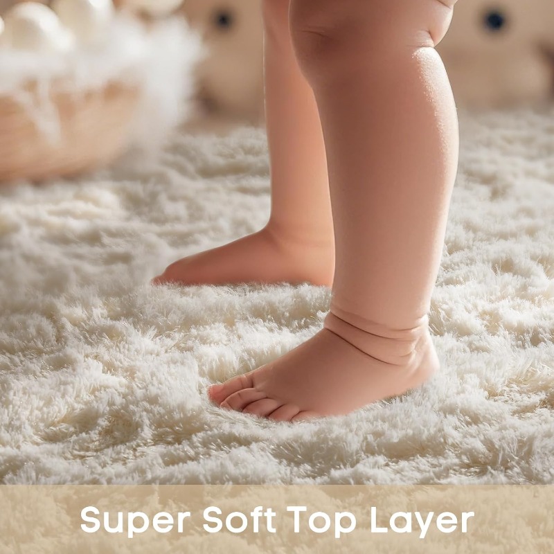 Karpet Bulat Putih Krim Lembut - Baby Nursery Rug ulasan dan harga