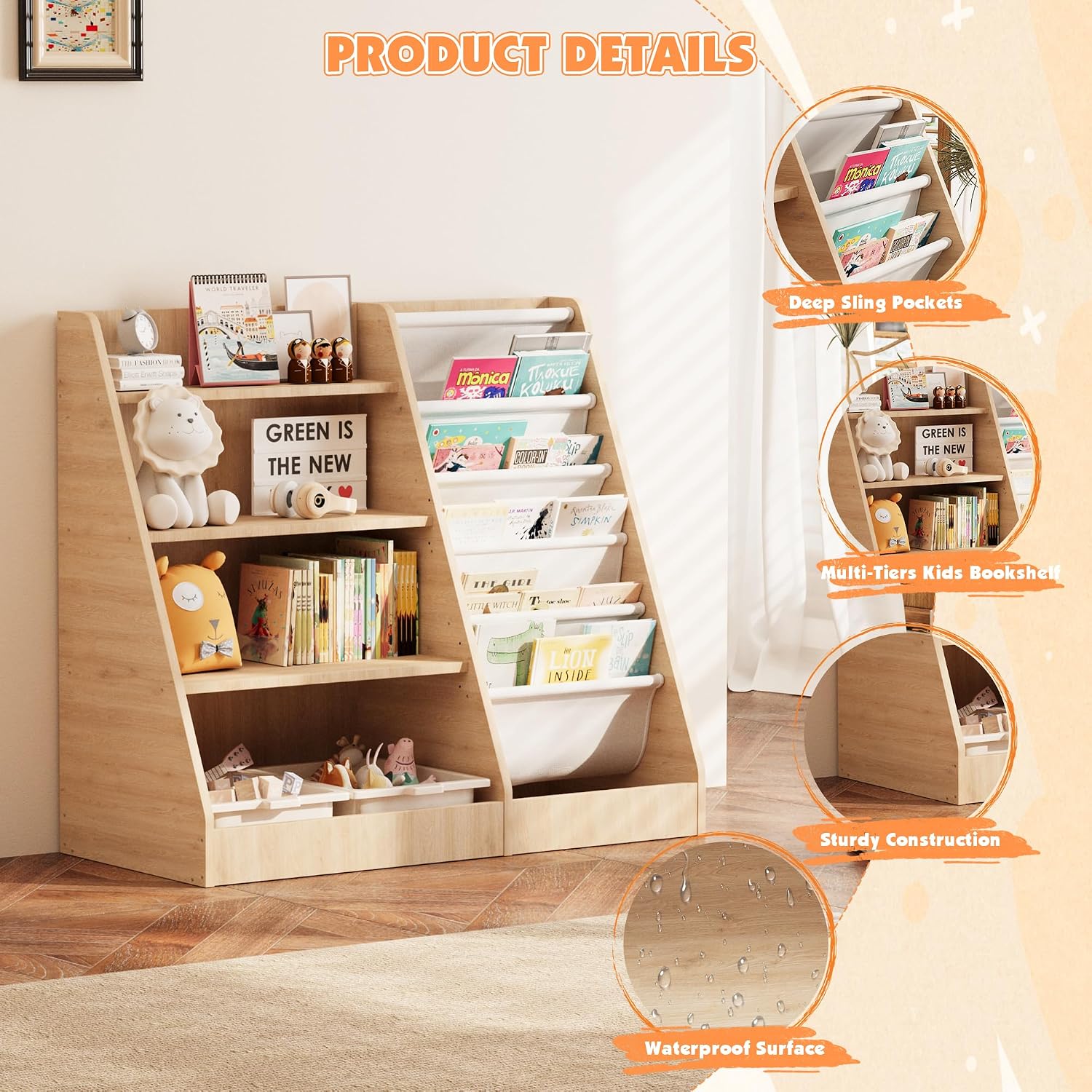 Rak Buku Kayu 4 Tingkat untuk  - Baby Nursery Bookshelf ulasan dan harga