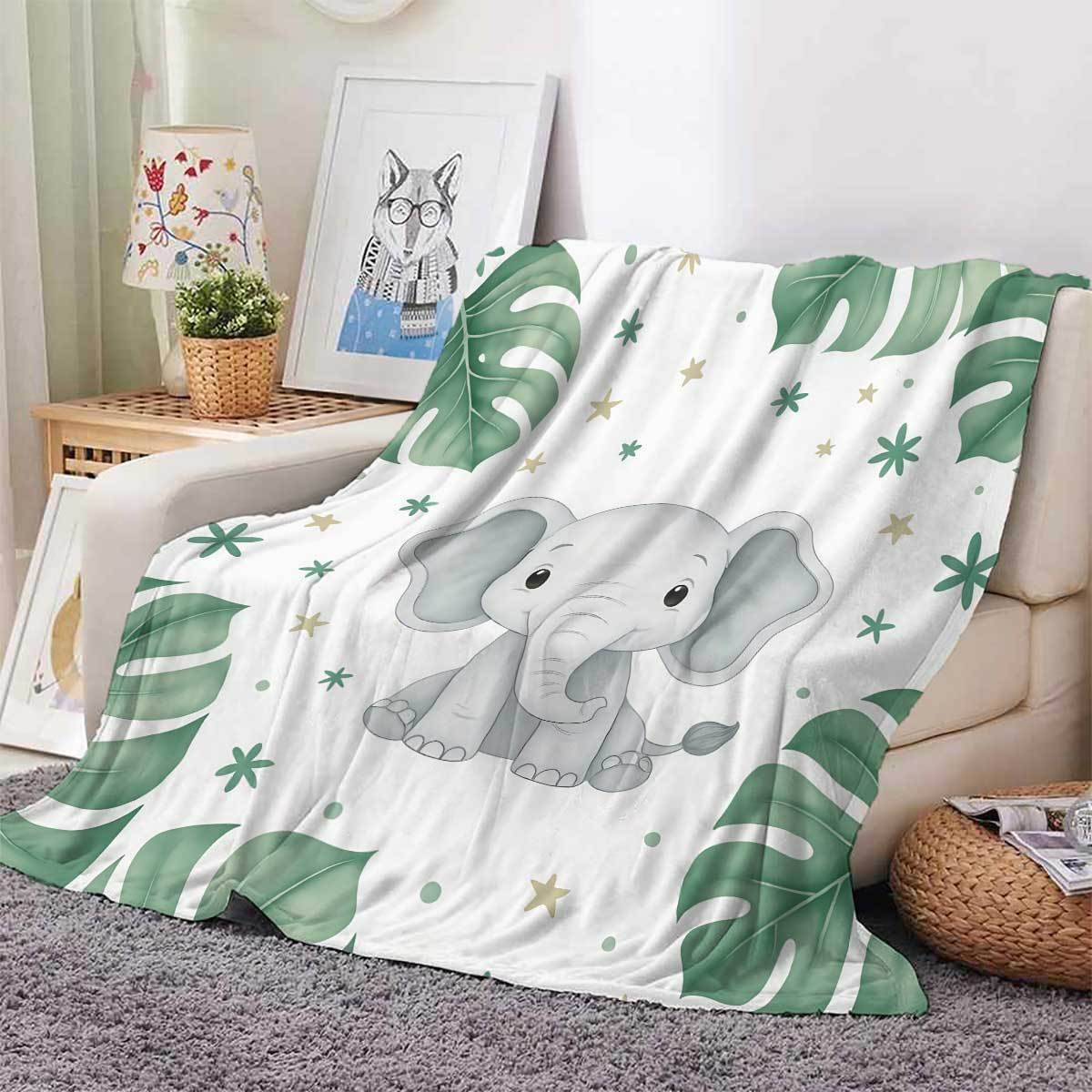 Selimut Gajah Lucu dan Daun Mo - Baby Nursery Elephant Theme ulasan dan harga