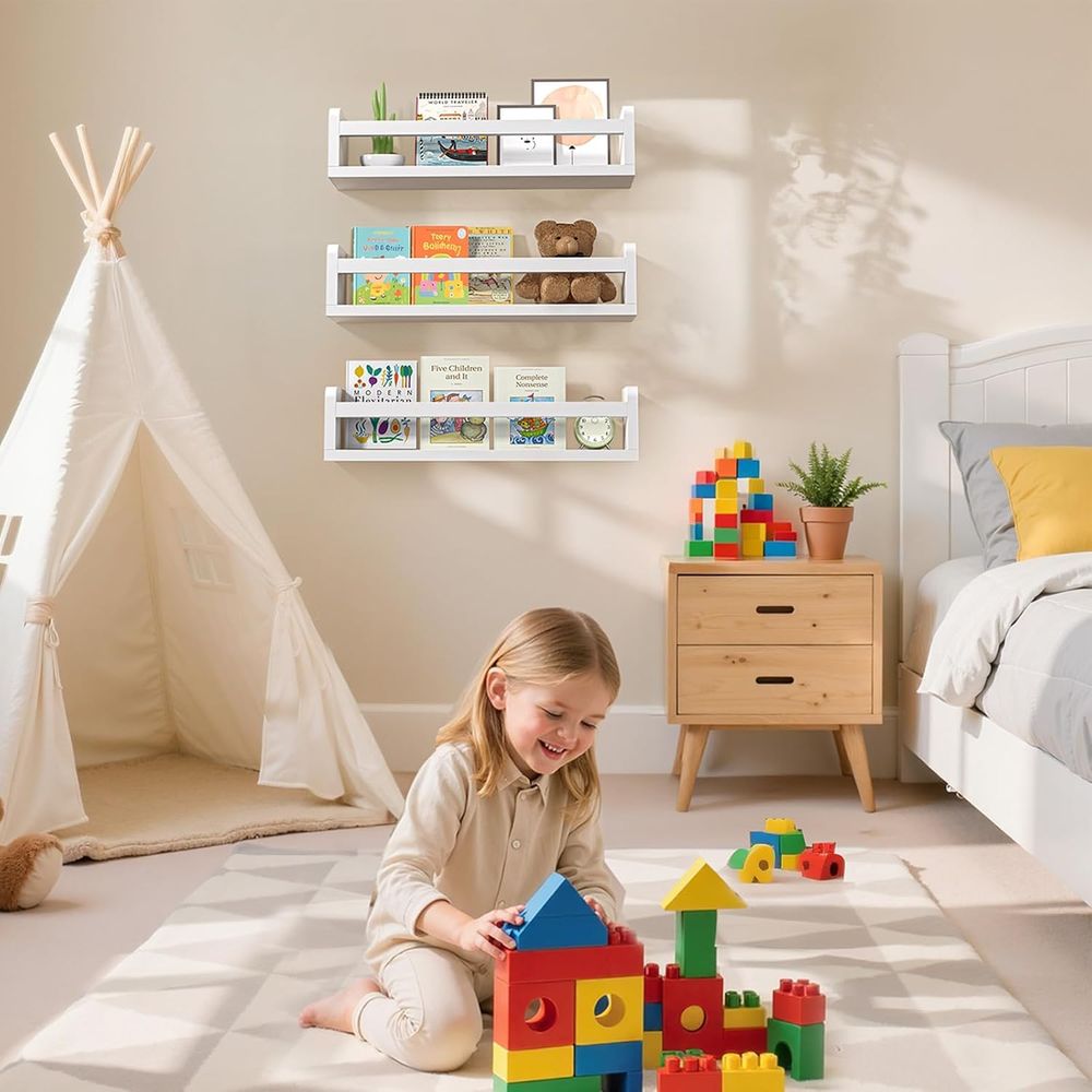 Set Rak Buku Kayu Putih untuk  - Baby Nursery Bookshelf ulasan dan harga