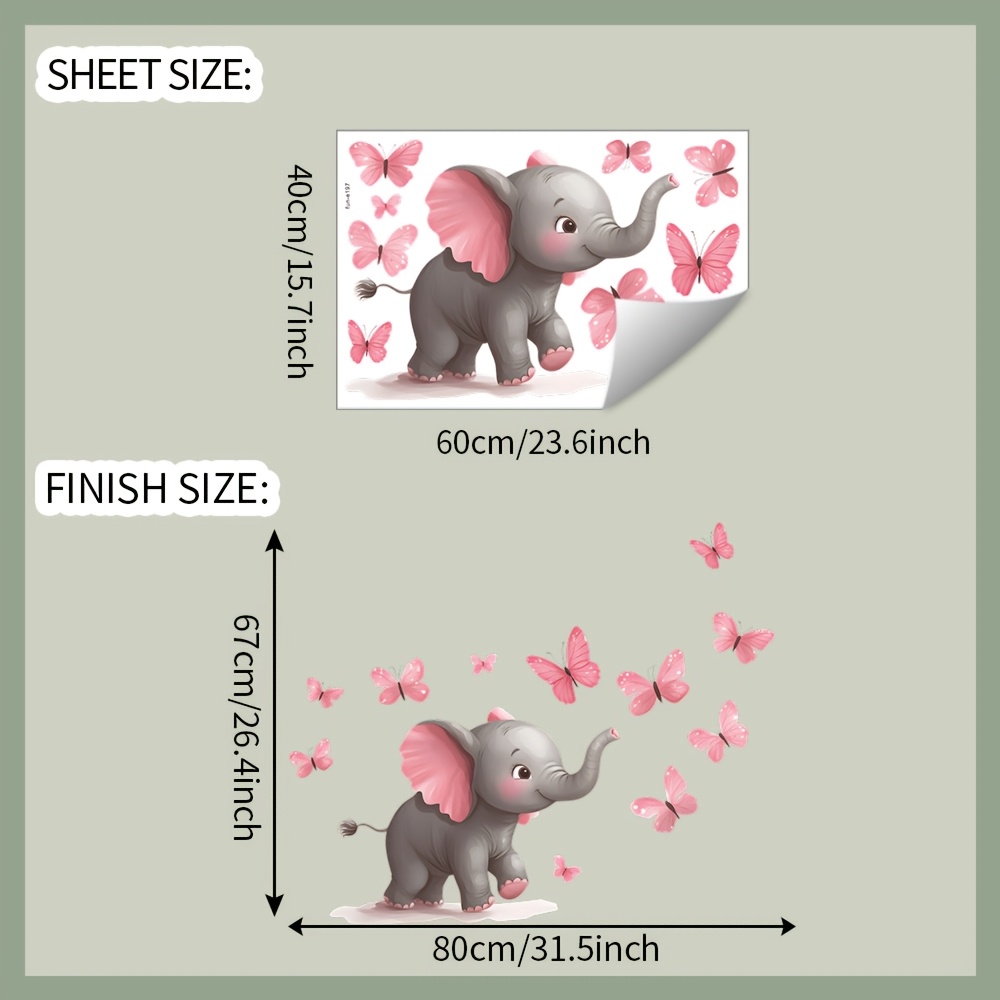 1 Buah Stiker Dinding Tema Kup - Baby Nursery Elephant Theme ulasan dan harga