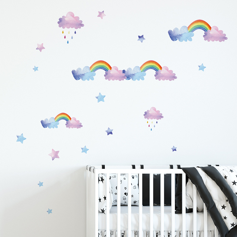 Stiker Dinding Pelangi Awan Ka - Baby Nursery Layout ulasan dan harga