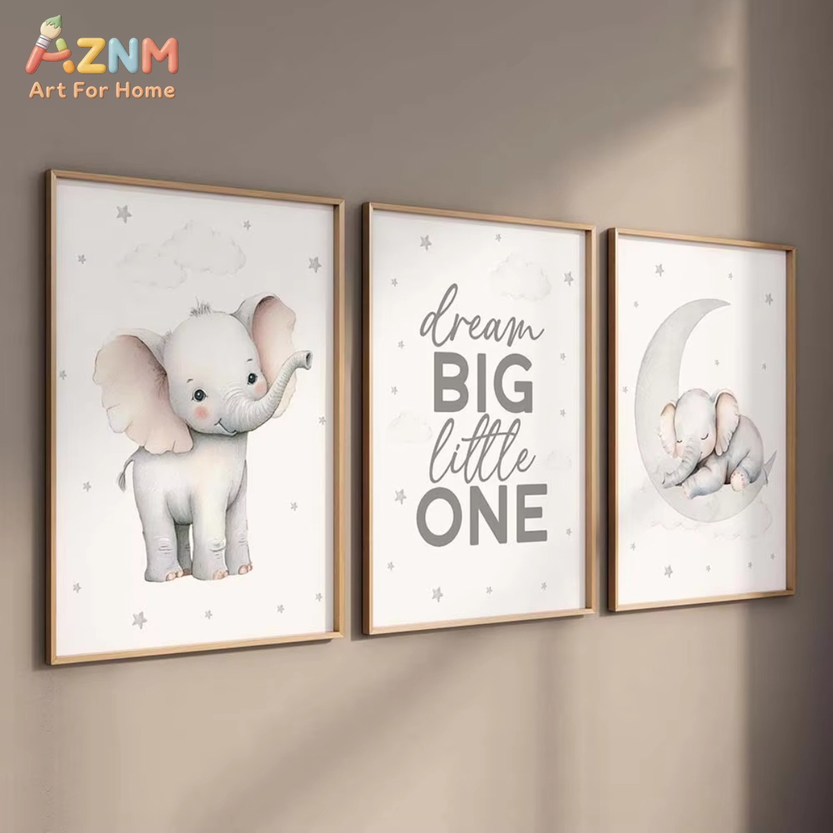 AZNM Set Cetakan Kamar Bayi Mo - Baby Nursery Elephant Theme ulasan dan harga