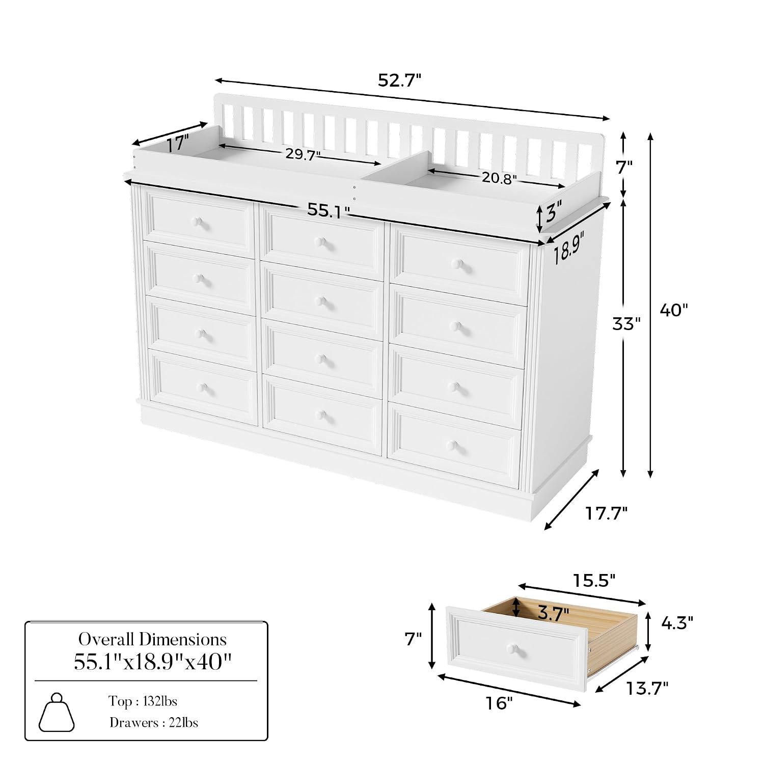 Meja Ganti Popok Bayi, 100% Ka - Baby Nursery Drawers ulasan dan harga